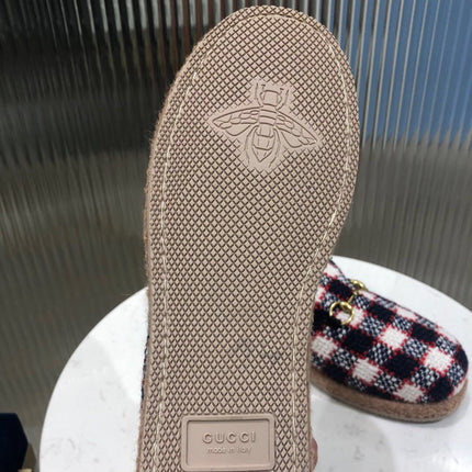 GG HORSEBIT LOAFER IN COLORFUL TWEED AND LAMB FUR LINING