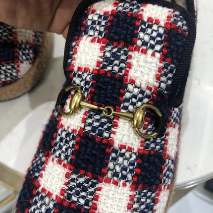 GG HORSEBIT LOAFER IN COLORFUL TWEED AND LAMB FUR LINING