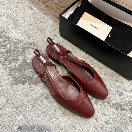 SLINGBACKS WINE RED CALFSKIN