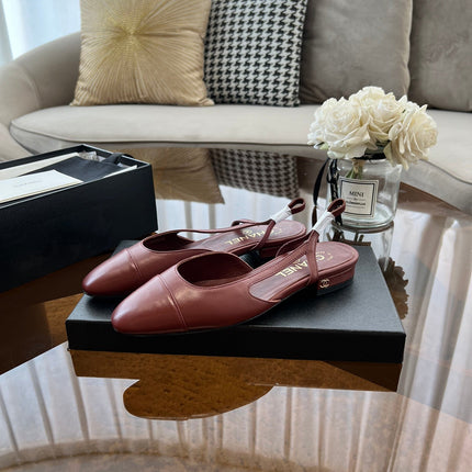 SLINGBACKS WINE RED CALFSKIN