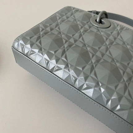 MEDIUM D-JOY BAG 26 IN GREY CALFSKIN