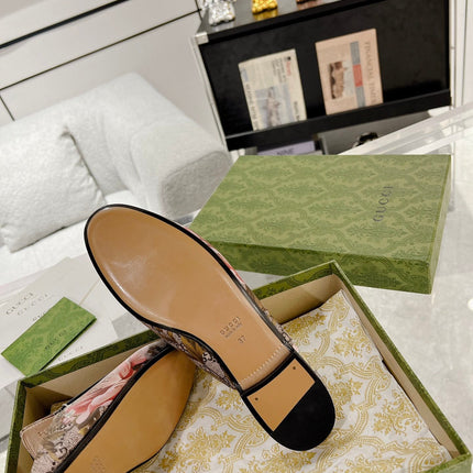 HORSEBIT FLOWER SLIPPER MULE IN DARK BEIGE MONOGRAM JACQUARD FABRIC