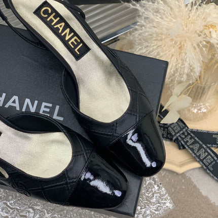 HIGH SLINGBACKS 65 BLACK CALFSKIN