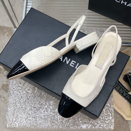 SLINGBACKS 20 WHITE MIX BLACK CALFSKIN