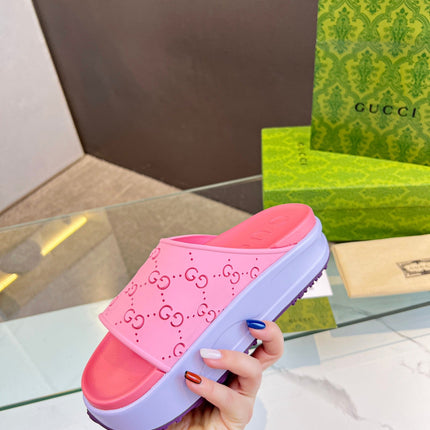 PLATFORM SANDALS IN BABY PINK MONOGRAM IMPORTED TPU