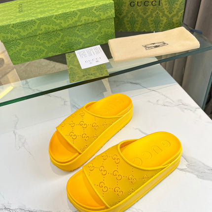 PLATFORM SANDALS IN BRIGHT YELLOW MONOGRAM IMPORTED TPU