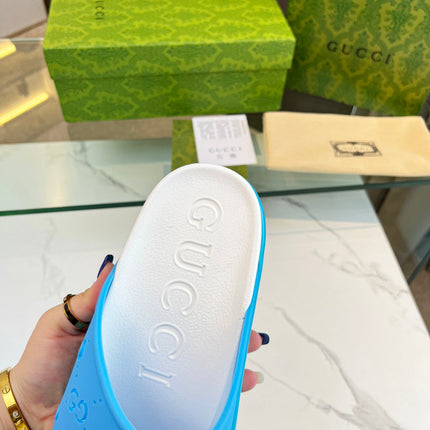 PLATFORM SANDALS IN SKY BLUE MONOGRAM IMPORTED TPU