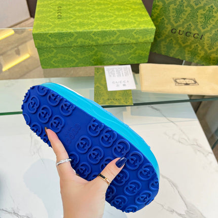 PLATFORM SANDALS IN SKY BLUE MONOGRAM IMPORTED TPU