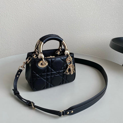 MINI LADY 19 BAG IN BLACK LAMBSKIN