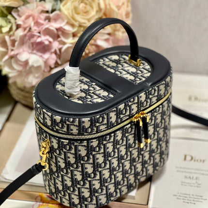 CARO SMALL 24 VANITY CASE IN BLUE MONOGRAM OBLIQUE JACQUARD FABRIC