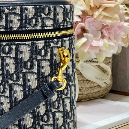 CARO SMALL 24 VANITY CASE IN BLUE MONOGRAM OBLIQUE JACQUARD FABRIC