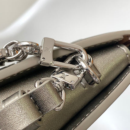 LV 25S LEXINGTON PREMIUM ORIGINAL HANDBAG 21 IN BEIGE GRAY MOONOGRAM CALFSKIN SHIMMERING METALLIC GOLD