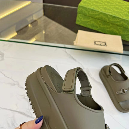 HORSEBIT FLATFORM SANDAL 5 CM IN ARMY GREEN IMPORTED TPU