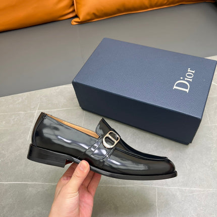 CD SYMBOL GRANVILLE EDGE BEADS LOAFER BLACK POLISHED CALFSKIN