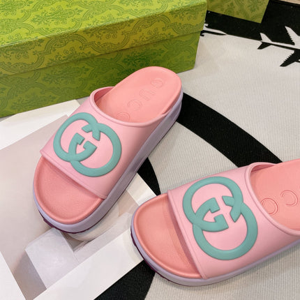 INTERLOCKING G SLIDE SANDAL IN BABY PINK IMPORTED TPU