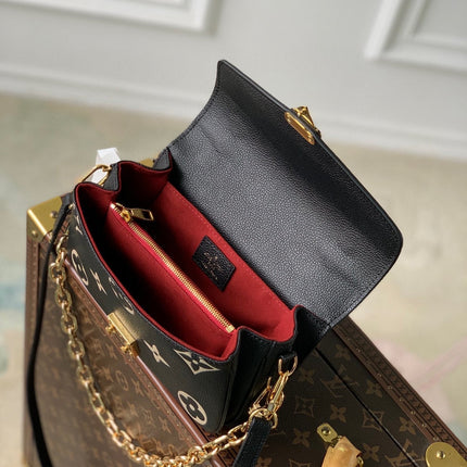 POCHETTE MÉTIS EAST WEST 21 IN BLACK AND BEIGE MONOGRAM EMPREINTE CALFSKIN EMBOSSED LOGO