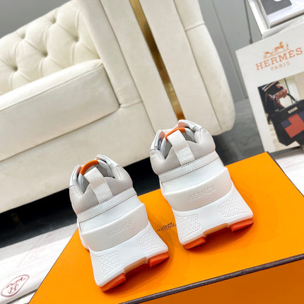 GIGA SNEAKER IN HARBOR GRAY STITCHED MESH AND WHITE CALFSKIN