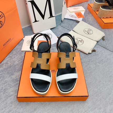 HAVANE 30 SANDAL IN WHITE AND PEANUT BROWN CALFSKIN