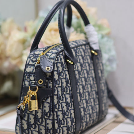 MEDIUM 31 D-VIBE BOWLING BAG IN BLUE MONOGRAM OBLIQUE JACQUARD
