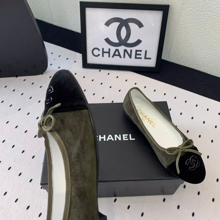 BALLET FLAT OLIVE GREEN MIX BLACK VELVET
