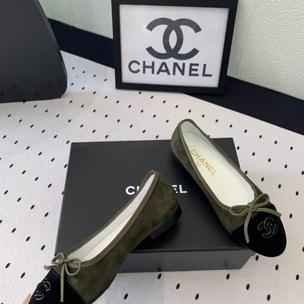 BALLET FLAT OLIVE GREEN MIX BLACK VELVET