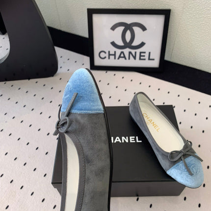 BALLET FLAT GREY MIX LIGHT BLUE VELVET