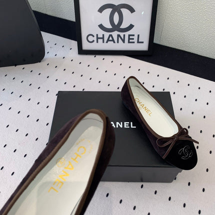 BALLET FLAT DARK BROWN MIX BLACK VELVET