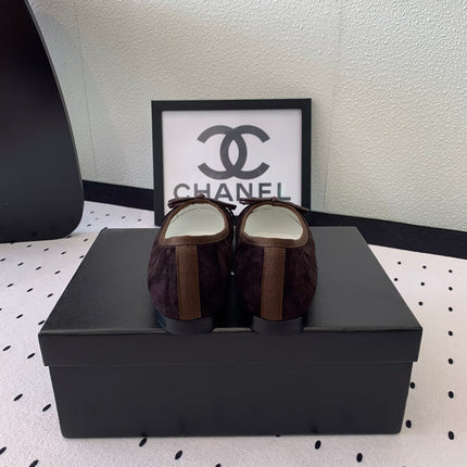 BALLET FLAT DARK BROWN MIX BLACK VELVET