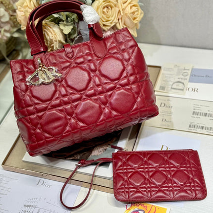SMALL 28 TOUJOURS BAG IN RUBY RED MACROCANNAGE LAMBSKIN