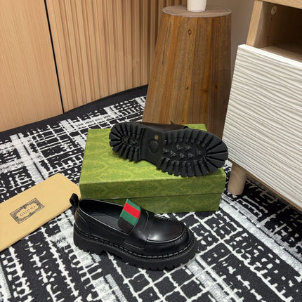 GG LOAFER WITH WEB IN BLACK CALFSKIN