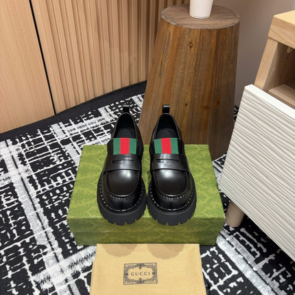 GG LOAFER WITH WEB IN BLACK CALFSKIN