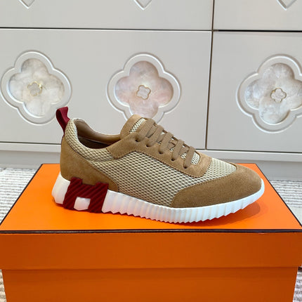 BOUNCING SNEAKER IN CIDER BROWN GRAPHIC MESH AND SUEDE