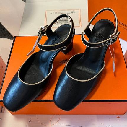 KLEO HIGH SLINGBACK IN BLACK CALFSKIN