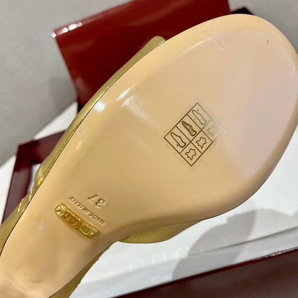 GG HIGH HEELS 70 IN SHINY GOLD LAMBSKIN GOLD HARDWARE WITH CRYSTALS