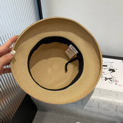 SMALL BRIM HAT MODEL 650348 IN BEIGE WOVEN STRAW