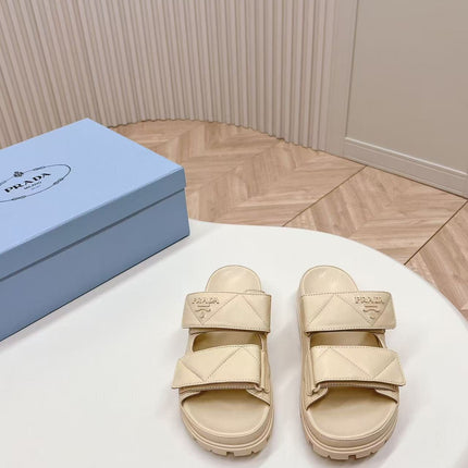 Padded Leather MULES Sandals Lambskin Beige