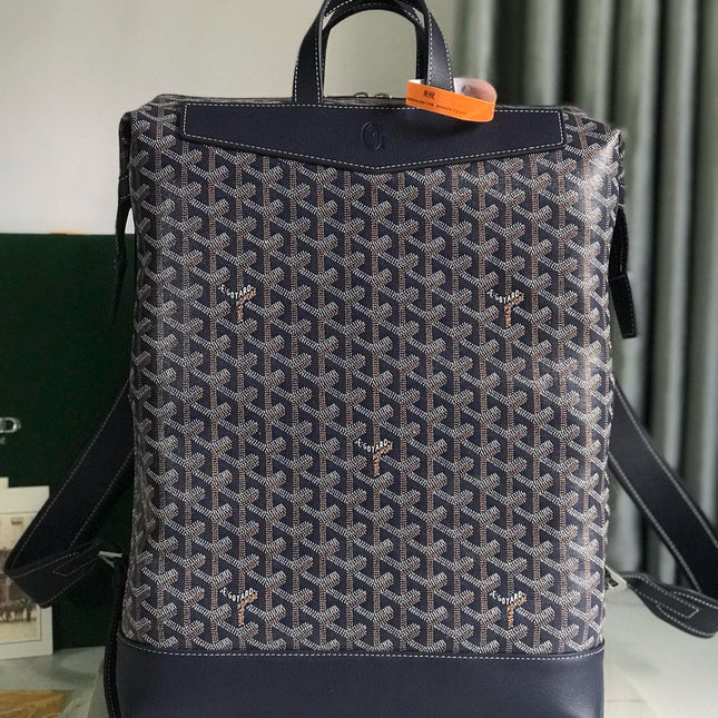CISALPIN BACKPACK 43 IN NAVY BLUE GOYARDINE CANVAS AND CALFSKIN