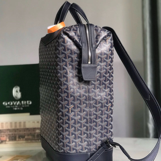 CISALPIN BACKPACK 43 IN NAVY BLUE GOYARDINE CANVAS AND CALFSKIN