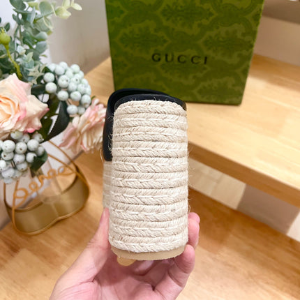 HIGH 10CM WEDGE SANDALS IN BLACK SHEEPSKIN