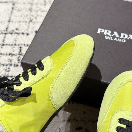PRADA 25S DEXUN MULE IN LIME GREEN SUEDE LEATHER