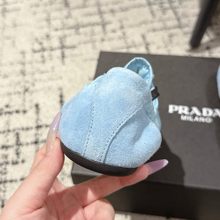 PRADA 25S COLLAPSE SNEAKERS IN LIGHT BLUE RE NYLON AND SUEDE