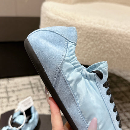 PRADA 25S COLLAPSE SNEAKERS IN LIGHT BLUE RE NYLON AND SUEDE
