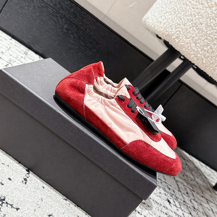 PRADA 25S COLLAPSE SNEAKERS IN RED RE NYLON AND SUEDE