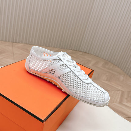 KIGA SNEAKER IN WHITE CROCHET KNIT AND CALFSKIN