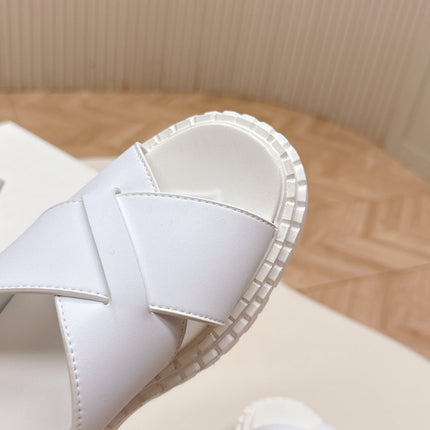 PRADA 25S CRISSCROSS SANDALS IN WHITE CALFSKIN