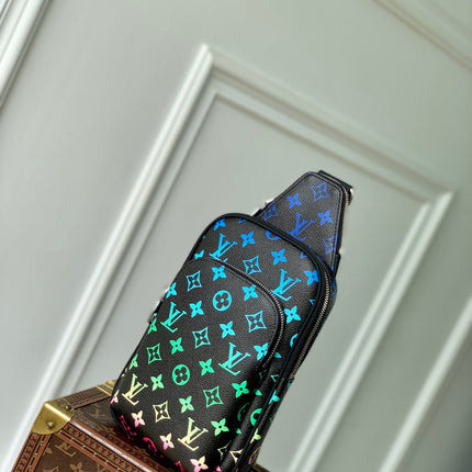 AVENUE SLINGBAG 18 IN BLACK MONOGRAM ECLIPSE CANVAS MULTICOLOR GRADIANT LOGO
