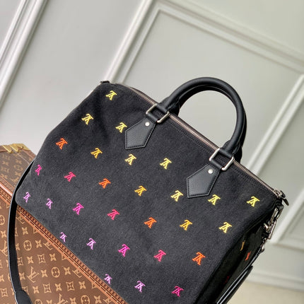 SPEEDY BANDOULIÈRE IB BLACK BLASON DENIM GRADIENT ORANGE LOGO