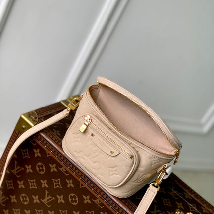 MINI BUMBAG 17 IN NUDE PINK EMBOSSED MONOGRAM EMPREINTE CALFSKIN