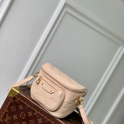 MINI BUMBAG 17 IN NUDE PINK EMBOSSED MONOGRAM EMPREINTE CALFSKIN