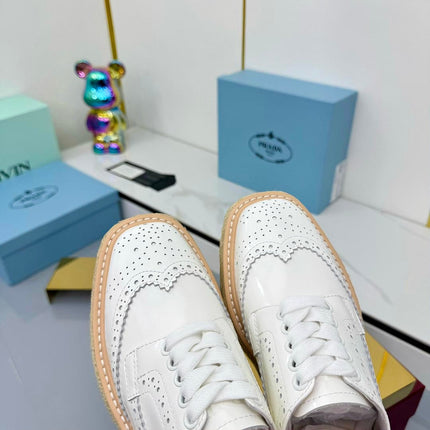 PRADA 25S FLAT WEDGE SHOES 60MM IN WHITE CALFSKIN